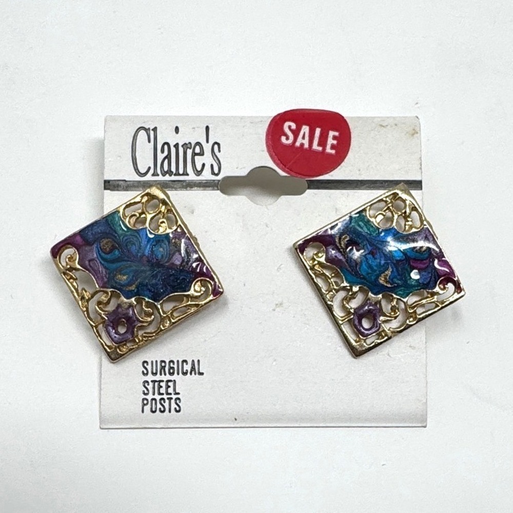 Vintage Claire's Enamel Swirl Earrings